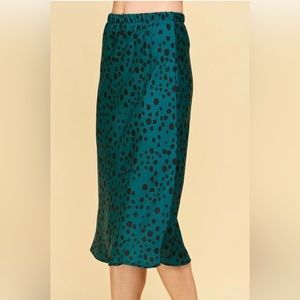 Teal Leopard Spotted pencil skirt